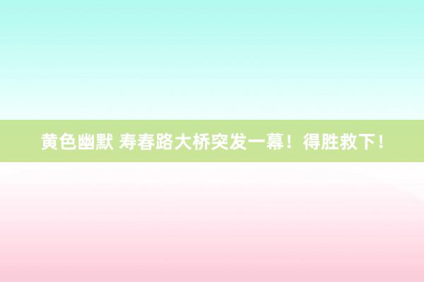 黄色幽默 寿春路大桥突发一幕！得胜救下！