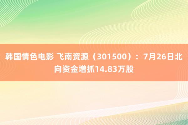 韩国情色电影 飞南资源（301500）：7月26日北向资金增抓14.83万股