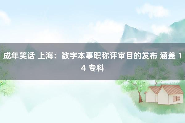 成年笑话 上海：数字本事职称评审目的发布 涵盖 14 专科