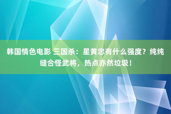 韩国情色电影 三国杀：星黄忠有什么强度？纯纯缝合怪武将，热点亦然垃圾！