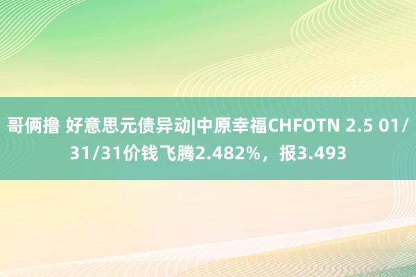 哥俩撸 好意思元债异动|中原幸福CHFOTN 2.5 01/31/31价钱飞腾2.482%，报3.493