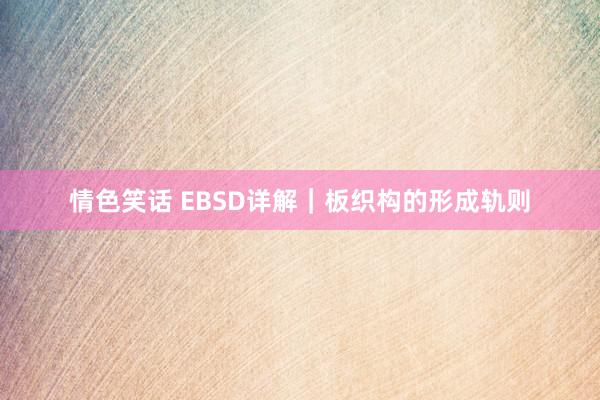 情色笑话 EBSD详解｜板织构的形成轨则