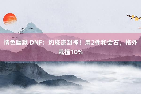 情色幽默 DNF：灼烧流封神！用2件和会石，格外栽植10%