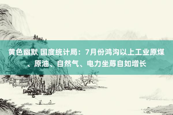 黄色幽默 国度统计局：7月份鸿沟以上工业原煤、原油、自然气、电力坐蓐自如增长