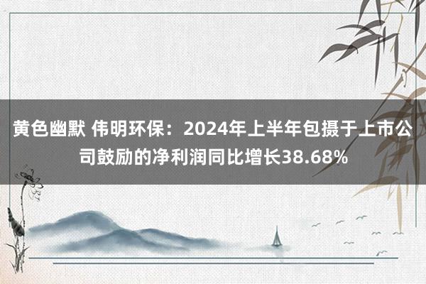 黄色幽默 伟明环保：2024年上半年包摄于上市公司鼓励的净利润同比增长38.68%