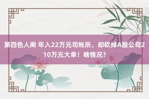 第四色人阁 年入22万元司帐所，却砍掉A股公司210万元大单！啥情况？