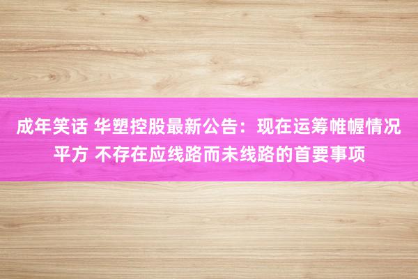 成年笑话 华塑控股最新公告：现在运筹帷幄情况平方 不存在应线路而未线路的首要事项