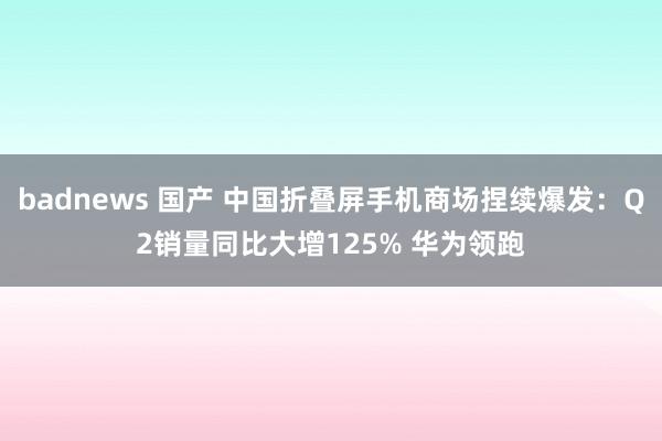 badnews 国产 中国折叠屏手机商场捏续爆发：Q2销量同比大增125% 华为领跑