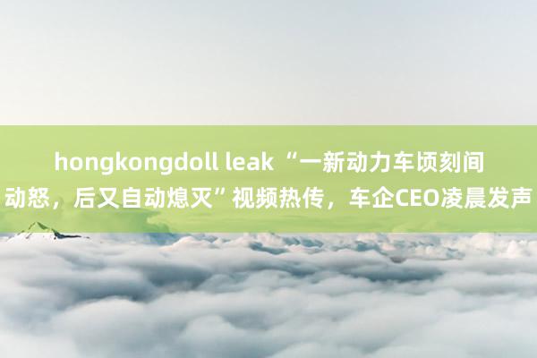 hongkongdoll leak “一新动力车顷刻间动怒，后又自动熄灭”视频热传，车企CEO凌晨发声